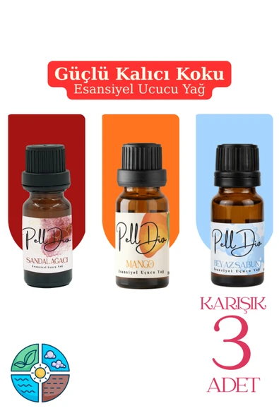 Pelldio 3'lü Esansiyel Uçucu Koku Yağı Buhurdanlık Yağı Difüzör Esansı Hobi Esans Ortam Oda 10ml-1 ürün görseli 1