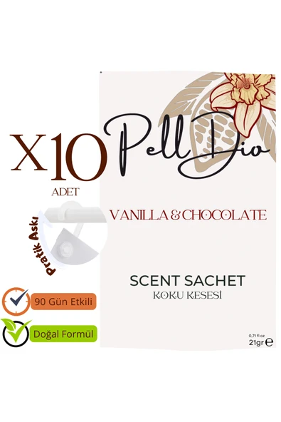 Pelldio 10'lu Vanilla Ayakkabılık Dolap Ve Çekmece Parfümlü Kese Kokusu Oda Koku Kesesi ürün görseli 1