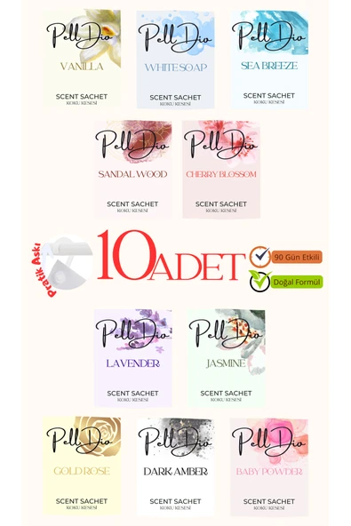 Pelldio 10'lu Karışık Ayakkabılık Dolap Ve Çekmece Parfümlü Kese Kokusu Oda Koku Kesesi ürün görseli 1