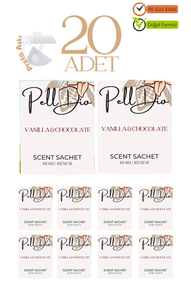 Pelldio 20'li Vanilla Ayakkabılık Dolap Ve Çekmece Parfümlü Kese Kokusu Oda Koku Kesesi ürün görseli 1