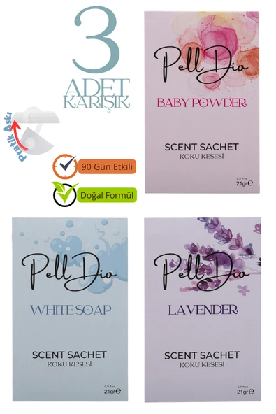 Pelldio 3'lü Karışık Ayakkabılık Dolap Ve Çekmece Parfümlü Kese Kokusu Oda Koku Kesesi-2 ürün görseli 1