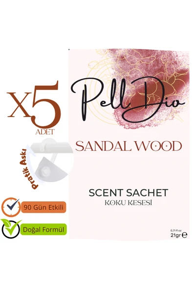 Pelldio 5'li Sandal Wood Ayakkabılık Dolap Ve Çekmece Parfümlü Kese Kokusu Oda Koku Kesesi - Resim 2