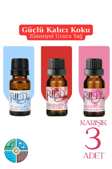 Pelldio 3'lü Esansiyel Uçucu Koku Yağı Buhurdanlık Yağı Difüzör Esansı Hobi Esans Ortam Oda 10ml-2 ürün görseli 1