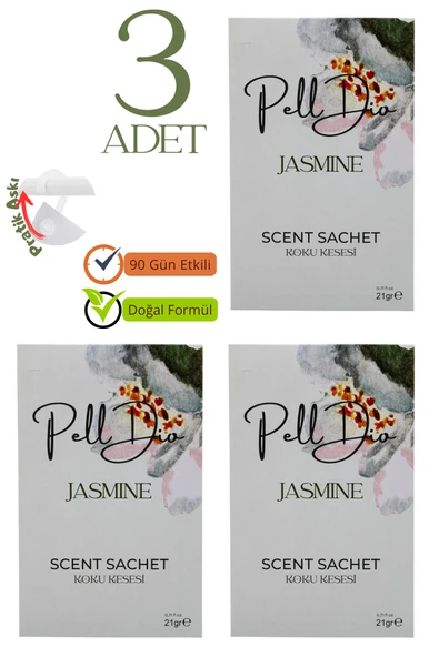 Pelldio 3'lü Jasmine Ayakkabılık Dolap Ve Çekmece Parfümlü Kese Kokusu Oda Koku Kesesi ürün görseli 1