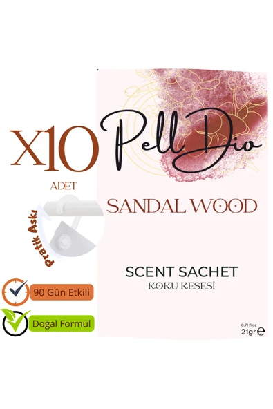 Pelldio 10'lu Sandal Wood Ayakkabılık Dolap Ve Çekmece Parfümlü Kese Kokusu Oda Koku Kesesi ürün görseli 1