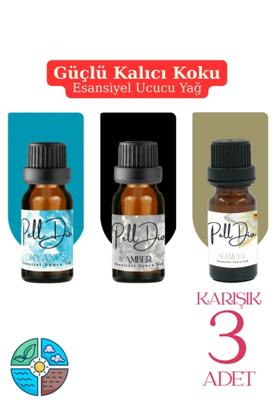Pelldio 3'lü Esansiyel Uçucu Koku Yağı Buhurdanlık Yağı Difüzör Esansı Hobi Esans Ortam Oda 10ml-3 ürün görseli 1