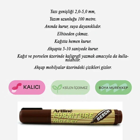 Mobilya Rötuş Kalemi Ahşap Masa Sehpa Dolap Kalemi Parke Çizik Giderici Çatlak Kapatıcı Kayın Renk - Resim 2