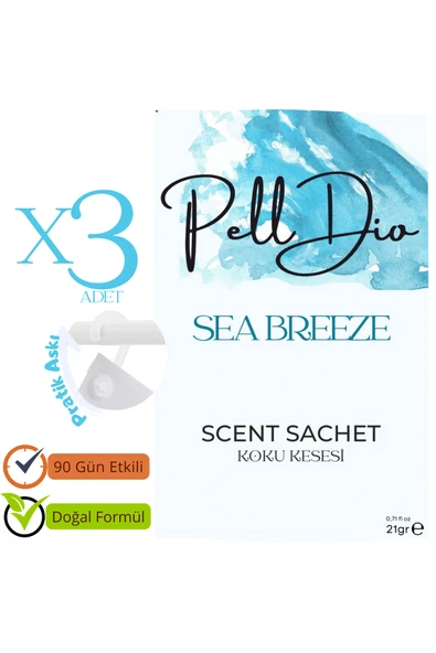 Pelldio 3'lü Sea Breeze Ayakkabılık Dolap Ve Çekmece Parfümlü Kese Kokusu Oda Koku Kesesi ürün görseli 1