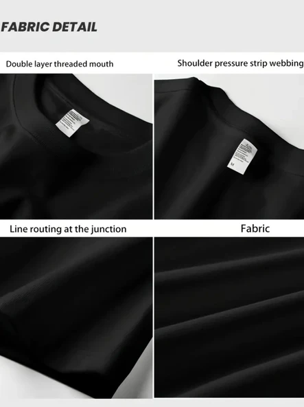 Geniş Kesim Pamuklu Tişört - GANDHI The Project Baskılı, Siyah, Rahat Kesim, Kısa Kollu, Günlük Kıyafet, Her Gün Giyilebilecek Tişört- Siyah - Resim 4