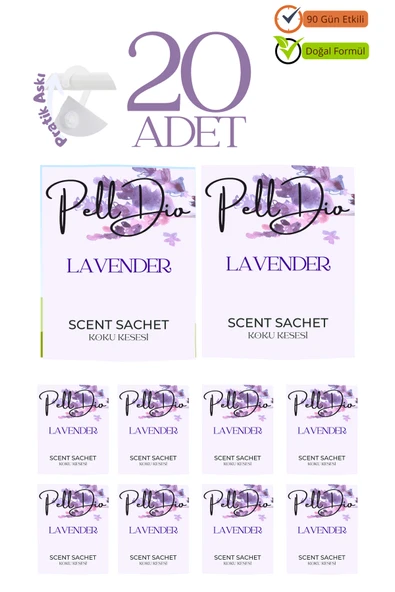 Pelldio 20'li Lavender Ayakkabılık Dolap Ve Çekmece Parfümlü Kese Kokusu Oda Koku Kesesi ürün görseli 1