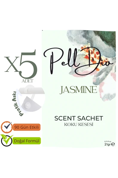 Pelldio 5'li Jasmine Ayakkabılık Dolap Ve Çekmece Parfümlü Kese Kokusu Oda Koku Kesesi - Resim 2