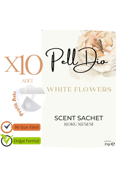 Pelldio 10'lu White Flowers Ayakkabılık Dolap Ve Çekmece Parfümlü Kese Kokusu Oda Koku Kesesi ürün görseli 1