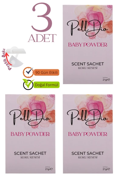 Pelldio 3'lü Baby Powder Ayakkabılık Dolap Ve Çekmece Parfümlü Kese Kokusu Oda Koku Kesesi ürün görseli 1