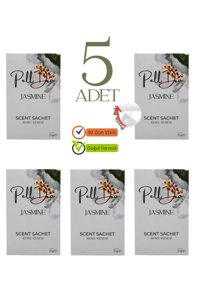 Pelldio 5'li Jasmine Ayakkabılık Dolap Ve Çekmece Parfümlü Kese Kokusu Oda Koku Kesesi ürün görseli 1
