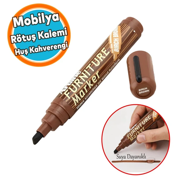 Mobilya Rötuş Kalem Ahşap Masa Sehpa Dolap Parke Çizik Giderir Çatlak Kapatıcı Huş Kahverengi Renk ürün görseli 1
