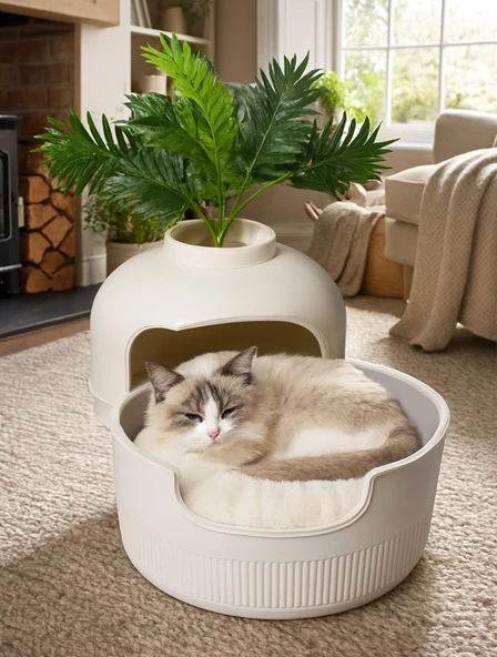 Dekoratif Kedi Evi Ve Kedi Yatağı - Resim 5