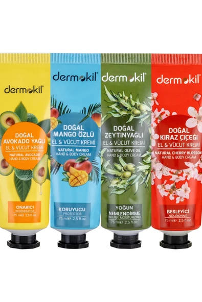 4’Lü Set Mango/Kiraz/Zeytinyağlı/Avokado El Ve Vücut Kremi 75 Ml - Resim 2