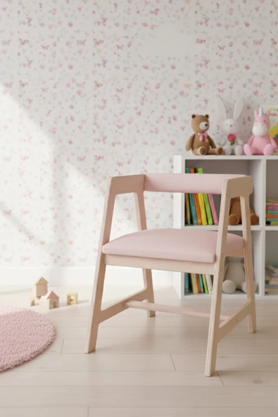 Ahşap Çocuk Oyun, Aktivite, Çalışma Masası Sandalyesi Pembe ürün görseli 1