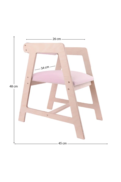Ahşap Çocuk Oyun, Aktivite, Çalışma Masası Sandalyesi Pembe - Resim 2