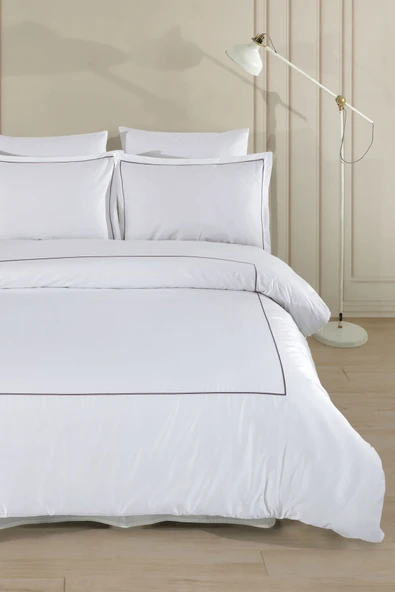 Varol Marmaris Serisi Kızılbük – Çift Kişilik 300 TC Nakışlı Pamuk Saten Nevresim Takımı - Resim 3