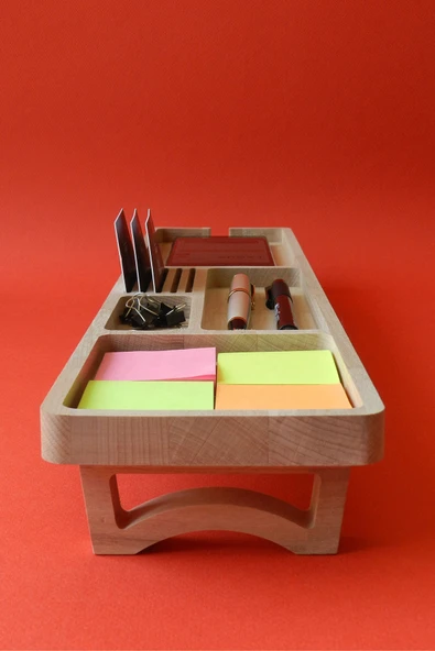 Fagus Wood Ofis Hediyesi Kartvizitlik–kalemlik-telefon Vb. Ofis Malzemelerini Koyabileceğiniz Alanlara Sahiptir - Resim 6