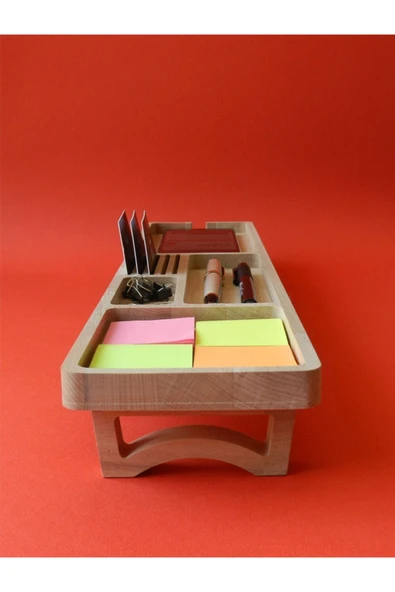 Fagus Wood Masaüstü Düzenleyici Kalemlik Organizer Ahşap Telefon Standı Tutucu - Resim 7