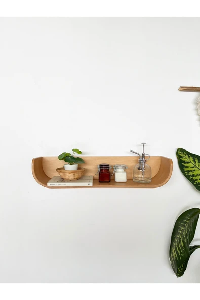 Fagus Wood Dekoratif Ahşap Tasarım Duvar Rafı - Resim 5