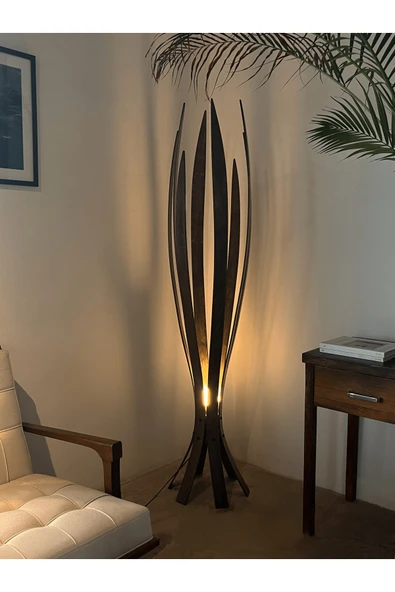 Fagus Wood ''Hedra Lambader, İskandinav Tarzı Ahşap Lambader, Dekoratif Yer Lambası, Modern Salon Aydınlatma'' ürün görseli 1