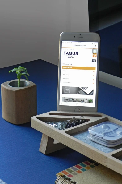 Fagus Wood Masaüstü Düzenleyici Kalemlik Organizer Ahşap - Resim 3