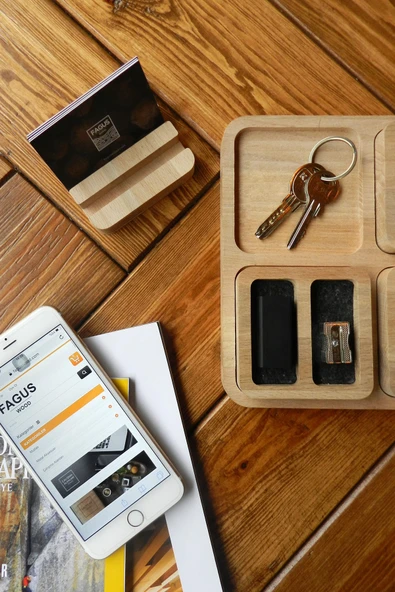 Fagus Wood Ahşap Masaüstü Düzenleyici Kalemlik Organizer, Ofis Aksesuarları Ve Çeşitleri, Terfi Ofis Hediyesi - Resim 4