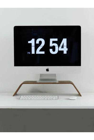 Fagus Wood Dayanıklı Ağaç Monitör Ayağı Ve Yükseltici Bilgisayar Standı (CEVİZ) - Resim 3