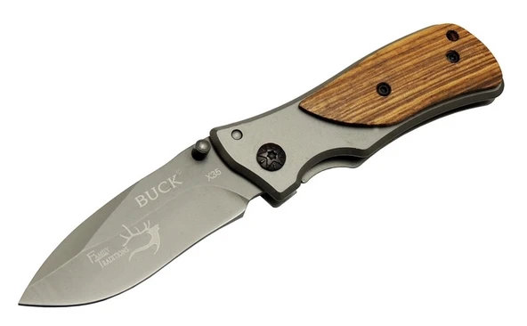 Buck Family X35 Kahverengi Kamp Çakı 15cm- Manuel, Ahşap Sap ürün görseli 1