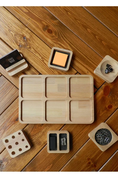 Fagus Wood Ahşap Masaüstü Düzenleyici Kalemlik Organizer, Ofis Aksesuarları Ve Çeşitleri, Terfi Ofis Hediyesi - Resim 8