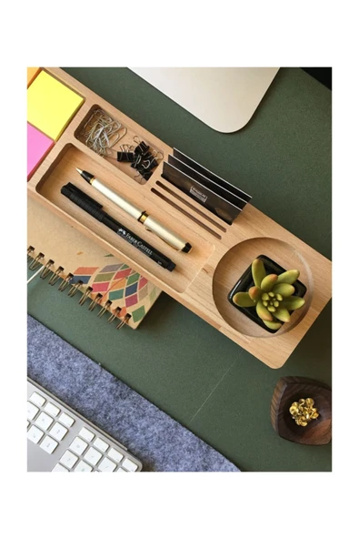 Fagus Wood Ahşap Organizer Düzenleyici, Dekoratif Ofis Aksesuarları Ve Masa Düzenleyici, Hediye Setleri - Resim 4