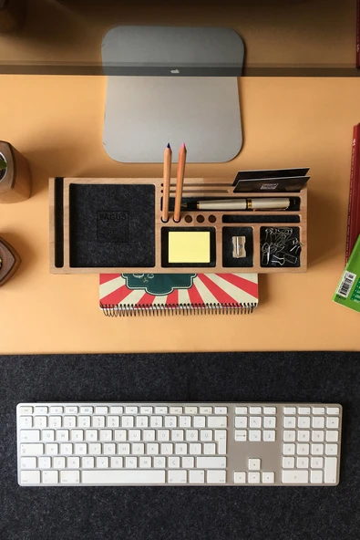 Fagus Wood Ofisinize Özel Masaüstü Aksesuarlar Ve Telefon Standı, Yeni Iş Hediyeleri , Masaüstü Düzenleyici - Resim 2