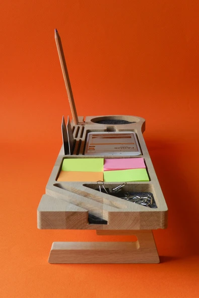 Fagus Wood Masaüstü Düzenleyici Kalemlik Organizer Ahşap - Resim 7