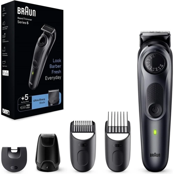 Braun Series 5 BT5420 Sakal Düzeltici - Ultra Keskin Bıçak, Siyah Renk, 40 Uzunluk Ayarı, Suya Dayanıklı Tasarım - Resim 7