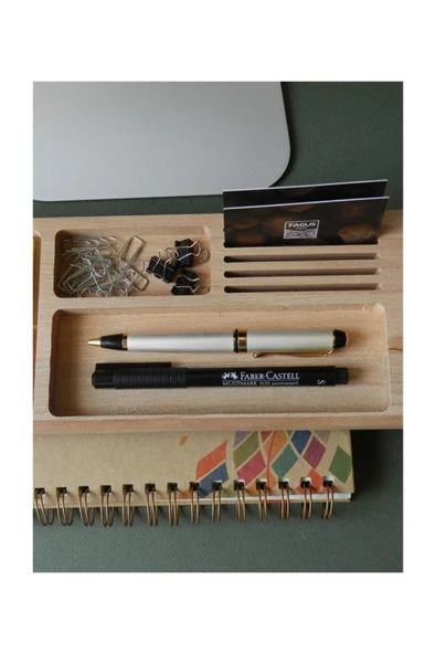 Fagus Wood Ahşap Organizer Düzenleyici, Dekoratif Ofis Aksesuarları Ve Masa Düzenleyici, Hediye Setleri - Resim 6