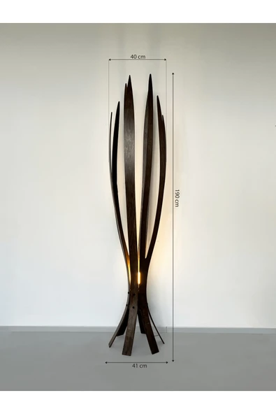 Fagus Wood ''Hedra Lambader, İskandinav Tarzı Ahşap Lambader, Dekoratif Yer Lambası, Modern Salon Aydınlatma'' - Resim 3