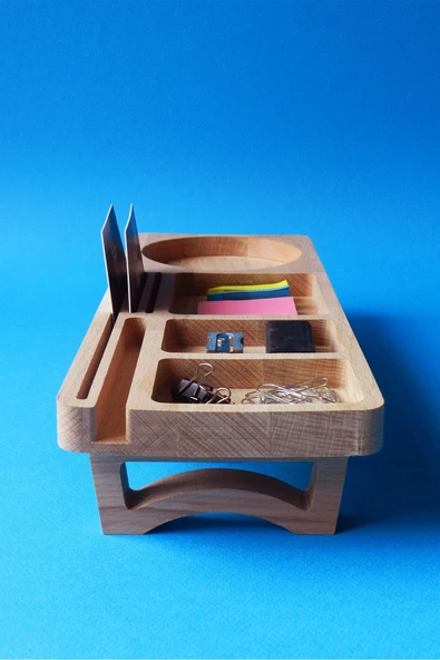 Fagus Wood Ofis Hediyesi Kartvizitlik–kalemlik-telefon Vb. Ofis Malzemelerini Koyabileceğiniz Alanlara Sahip - Resim 5