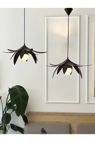 Fagus Wood Lotus Avize – Ahşap Modern ve Minimal Tasarım Avize, İskandinav Salon ve Oturma Odası Aydınlatması - Resim 7