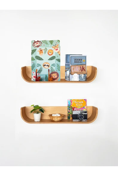 Fagus Wood Dekoratif Ahşap Tasarım Duvar Rafı - Resim 2