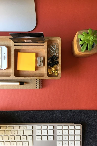 Fagus Wood Ofis Hediyesi Kartvizitlik–kalemlik-telefon Vb. Ofis Malzemelerini Koyabileceğiniz Alanlara Sahiptir - Resim 4