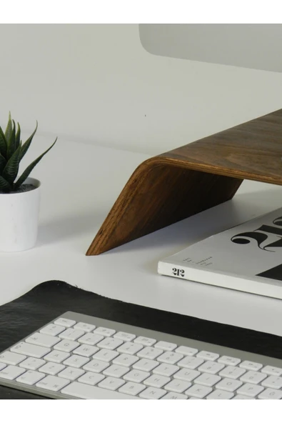 Fagus Wood Doğal Ahşap Bilgisayar Monitörü Yükseltici Stant Ve Ekran Yükseltici - Resim 5