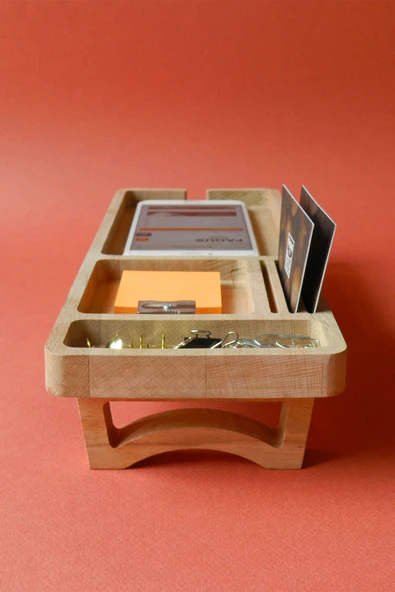 Fagus Wood Ofis Hediyesi Kartvizitlik–kalemlik-telefon Vb. Ofis Malzemelerini Koyabileceğiniz Alanlara Sahiptir - Resim 6