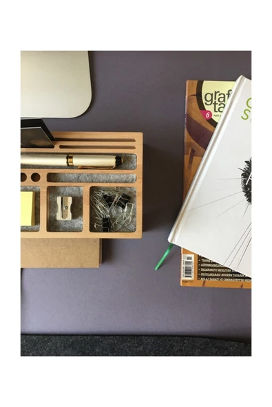 Fagus Wood Mini Sharpy Masa Düzenleyici (Gri) - Resim 7