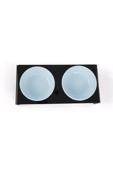 2'li Siyah Pleksi Kedi Ve Köpek Seramik Mama & Su Kabı Paspas Hediye - Resim 5