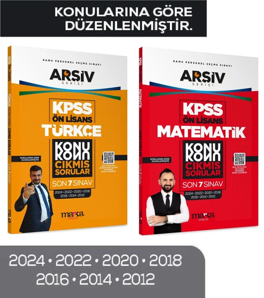 Marka 2026 KPSS Ön Lisans Türkçe + Matematik Çıkmış Sorular Son 7 Yıl Konularına Göre 2 li Set ARŞİV Serisi Marka Yayınları ürün görseli 1