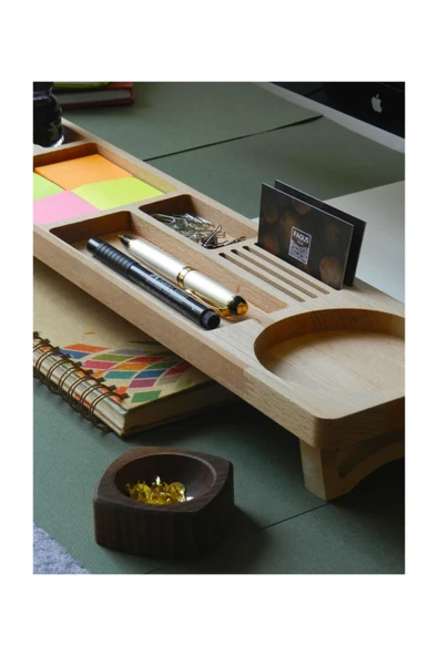 Fagus Wood Ahşap Organizer Düzenleyici, Dekoratif Ofis Aksesuarları Ve Masa Düzenleyici, Hediye Setleri - Resim 2
