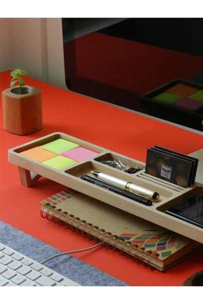 Fagus Wood Masaüstü Düzenleyici Kalemlik Organizer Ahşap Telefon Standı Tutucu - Resim 5